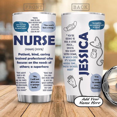 BigProStore Personalized Funny Nurse Tumbler Design Nurse Definition Customized Tumbler Double Wall Cup With Lid 20 Oz 20 oz Personalized Nurse Tumbler