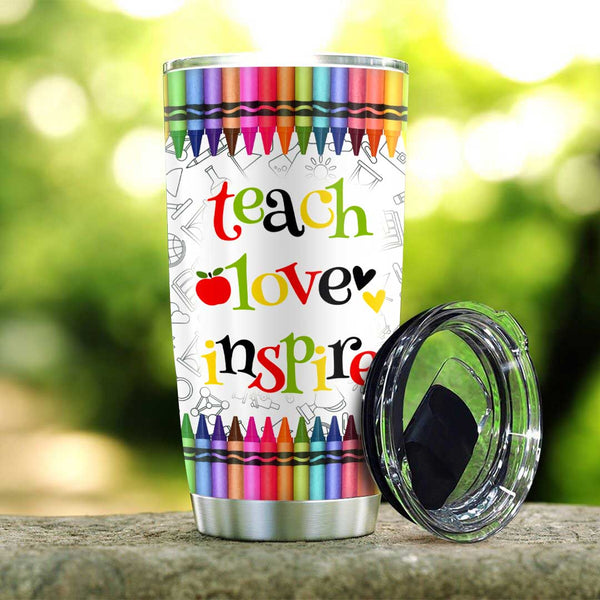 Teacher Quotes Lined Paper Tumbler w/ Lid & Straw – RoseMae Boutique1