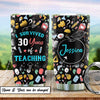 BigProStore Personalized Funny Teacher Glitter Tumbler Teacher Survivor Custom Crayon Iced Coffee Tumbler Double Walled Vacuum Insulated Cup 20 Oz 20 oz Personalized Teacher Tumbler Cup