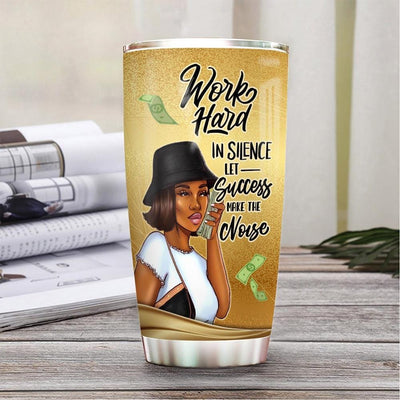 BigProStore Personalized Melanin Women Tumbler Black Woman Hustle Custom Tumbler Cups Melanin Women Gift Ideas 20 oz Stainless Steel Tumbler