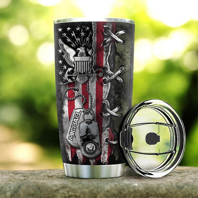 BigProStore Personalized Us Army Coffee Tumbler Us Navy Custom Printed Tumbler Double Wall Cup 20 Oz 20 oz Personalized Veteran Tumbler