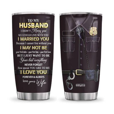 BigProStore Personalized Police Officer Stainless Steel Tumbler Police Uniform To My Husband Customized Tumbler Double Wall Cup 20 Oz 20 oz Personalized Police Tumbler Cup