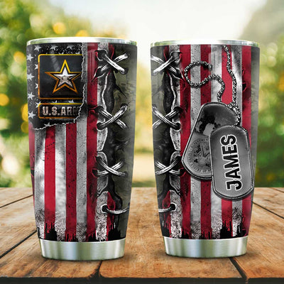 BigProStore Personalized Us Army Thermal Cup Veteran Us Custom Iced Coffee Tumbler Double Walled Vacuum Insulated Cup 20 Oz 20 oz Personalized Veteran Tumbler