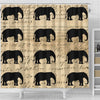 BigProStore Elephant Shower Curtain 1840S Rustic Ephemera Deed Elephant Silhouette Bathroom Decor Ideas Shower Curtain / Small (165x180cm | 65x72in) Shower Curtain