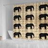 BigProStore Elephant Shower Curtain 1840S Rustic Ephemera Deed Elephant Silhouette Bathroom Decor Ideas Shower Curtain