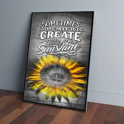 BigProStore Canvas Prints Sometimes You Need To Create Sunflower Wood Christian Canvas Minimalist Wall Art 16" x 24" canvas