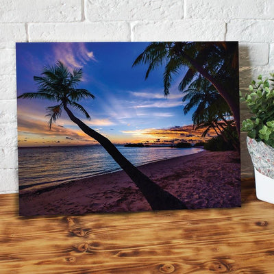 BigProStore Custom Canvas Prints Palm Beach On The Sunset Full Printing Beach Canvas Ready To Hang Canvas Wall Art 24" x 16" Canvas