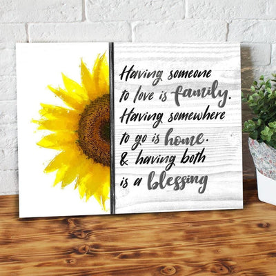 BigProStore Canvas Art Prints Having Someone To Love Is Family Sunflower Wood Frame Canvas Dorm Room Canvas 24" x 16" Canvas