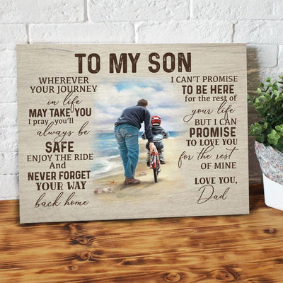 BigProStore Custom Canvas Prints To My Son Be Safe And Enjoy The Ride Dad & Son Canvas Ready To Hang Canvas Wall Art Decor 24" x 16" Canvas