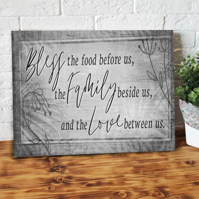 BigProStore Custom Canvas Prints Bless The Food Before Us Grey Christian Canvas Wall Art And Decor 24" x 16" Canvas