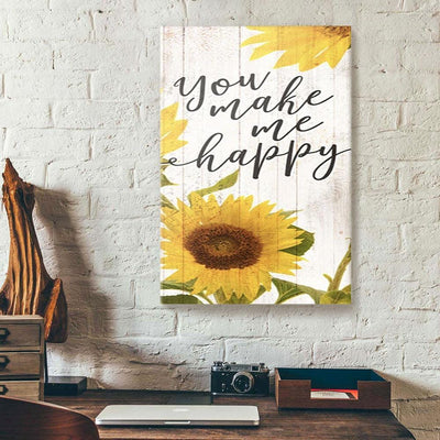 BigProStore Canvas Prints You Make Me Happy Sunflower Couples Wall Art Canvas Wall Decor At Home 12" x 18" canvas