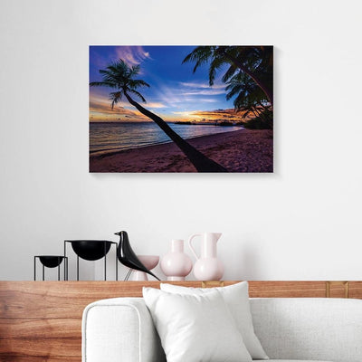 BigProStore Custom Canvas Prints Palm Beach On The Sunset Full Printing Beach Canvas Ready To Hang Canvas Wall Art 18" x 12" Canvas