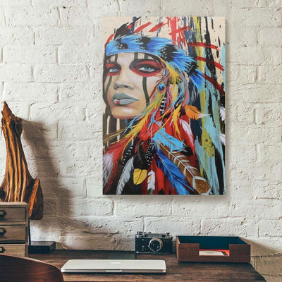 BigProStore Canvas Prints Native American Girl Full Printing Wall Art Native People Canvas Wall Art Designs 12" x 18" canvas