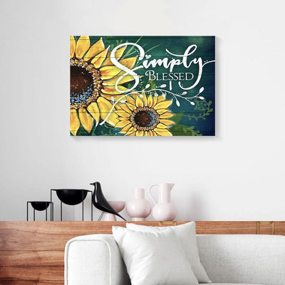 BigProStore Canvas Prints Simply Blessed Sunflower Wall Art Canvas Wall Art And Decor 18" x 12" Canvas