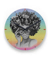 BigProStore My Roots Afro Girl Clock African American 11" Round Wall Clock Decor
