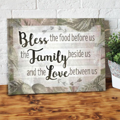 BigProStore Canvas Painting Bless The Food Before Us Leaves Christian Canvas Dorm Room Canvas 24" x 16" Canvas
