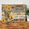 BigProStore Custom Canvas Art I Would Choose Country Life Sunflower Gallery Wrapped Canvas Wall Art Home Decor 24" x 16" Canvas
