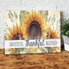 BigProStore Canvas Wall Art Grateful Thankful Blessed Sunflower Christian Wall Art Canvas Wall Art For Living Room 24" x 16" Canvas