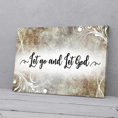 BigProStore Canvas Art Prints Let Go And Let God Yellow Pattern Vintage Christian Wall Art Canvas Ready To Hang Canvas Wall Art 18" x 12" Canvas