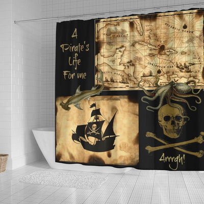 BigProStore Kraken Shower Curtain A Pirates Life For Me Caribbean Treasure Map Shower Curtain Home Bath Decor Shower Curtain