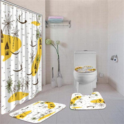 BigProStore Abstract African Afrocentric Pattern Art Shower Curtain Set 4pcs Modern African Bathroom Decor BPS3407 Standard (180x180cm | 72x72in) Bathroom Sets