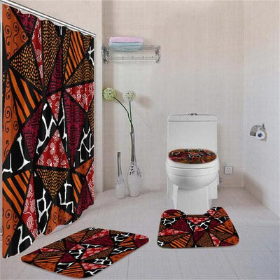 BigProStore Abstract African American History Month Afrocentric Pattern Art Shower Curtain Bathroom Set 4pcs Trendy African Bathroom Decor BPS3518 Standard (180x180cm | 72x72in) Bathroom Sets