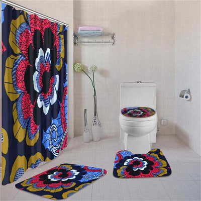 BigProStore Abstract Afrocentric Afrocentric Pattern Art Shower Curtain Bathroom Set 4pcs Cool African Bathroom Decor BPS3235 Standard (180x180cm | 72x72in) Bathroom Sets
