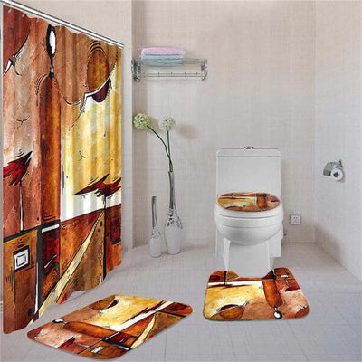 BigProStore Abstract Natural Hair Afrocentric Pattern Art Shower Curtain Bathroom Set 4pcs Nice African Bathroom Decor BPS3396 Standard (180x180cm | 72x72in) Bathroom Sets