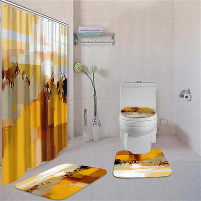 BigProStore Abstract Natural Hair South African Animals Shower Curtain Bathroom Set 4pcs Cool African Bathroom Accessories BPS3052 Standard (180x180cm | 72x72in) Bathroom Sets