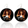 BigProStore African American Earrings Black And Boujee Beautiful Afro Lady Round Wooden Earrings Beautiful Lady With Afro Black History Gift Ideas BPS8888 1 Pair Earrings