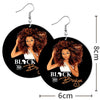 BigProStore African American Earrings Black And Boujee Beautiful Afro Lady Round Wooden Earrings Beautiful Lady With Afro Black History Gift Ideas BPS8888 Earrings