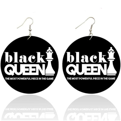 BigProStore African American Earrings Black Queen The Most Powerful Piece In The Game Wooden Earrings Beautiful Afro Lady Black History Month Gift Idea BPS2657 1 Pair Earrings