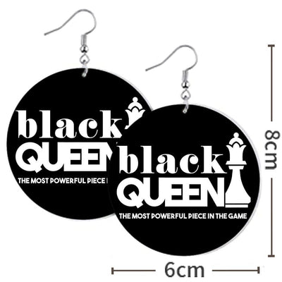 BigProStore African American Earrings Black Queen The Most Powerful Piece In The Game Wooden Earrings Beautiful Afro Lady Black History Month Gift Idea BPS2657 Earrings