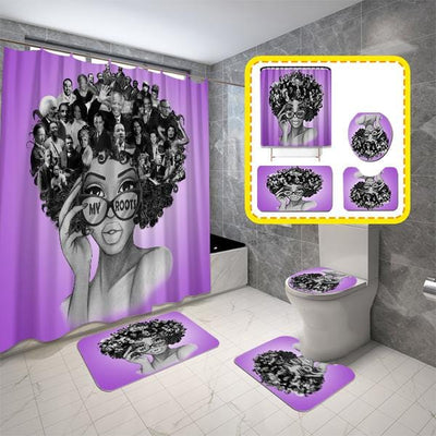 BigProStore African American Shower Curtain Beautiful My Roots Melanin Lady Fashion Bathroom Set 4pcs Afrocentric Decor Idea BPS6869 Standard (180x180cm | 72x72in) Bathroom Sets