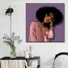 BigProStore African Canvas Art Pretty African American Woman African Canvas Afrocentric Wall Decor BPS68272 16" x 16" x 0.75" Square Canvas