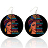 BigProStore African Earrings Afro Girl I Am Black Beautiful Magic Intelligent Woman Round Wood Earrings Pretty Afro Lady Black History Gift Ideas BPS1488 1 Pair