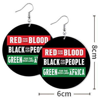 BigProStore African Style Earrings Red For My Blood Black For Our People Green For The Rich Land Of Africa Round Wooden Earrings Pretty Melanin Black Girl Afrocentric Themed Gift Idea BPS9544 Earrings