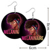 BigProStore African Wood Earrings Melaninaire Afro Girl Round Wooden Earrings Beautiful Lady With Afro Afrocentric Themed Gift Idea BPS5591 Earrings