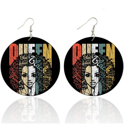 BigProStore African Wooden Earrings African American for Educated Strong Black Woman Queen Wood Inspired Earrings Beautiful Afro Woman Afrocentric Themed Gift Idea BPS6052 1 Pair Earrings