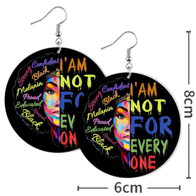 BigProStore African Wooden Earrings Black History Month I'm Not For Everyone Melanin Poppin gift Round Wood Earrings Pretty Afro American Woman Black History Gift Ideas BPS7678 Earrings