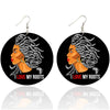 BigProStore African Wooden Earrings I Love My Roots Round Wood Earrings Pretty Afrocentric Lady Afrocentric Themed Gift Idea BPS4689 1 Pair Earrings