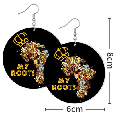 BigProStore African Wooden Earrings My African Roots Wooden Earrings Pretty Black Girl Afro Afrocentric Themed Gift Idea BPS9139 Earrings