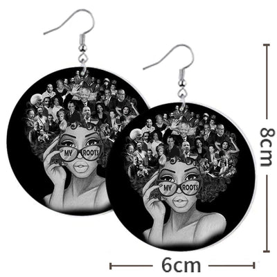 BigProStore African Wooden Earrings My Roots Beautiful Afro Lady Wood Inspired Earrings Pretty Afro Girl Black History Gifts BPS8927 Earrings