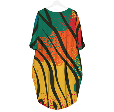 African Fabric Animal Skin 1 - Black Woman 3D Pocket Dress