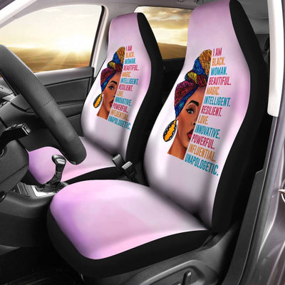 Color Style 1 - I Am Black Woman Beautiful Car Seat Covers (Set of 2)