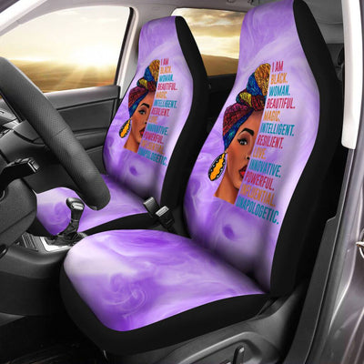 Color Style 2 - I Am Black Woman Beautiful Car Seat Covers (Set of 2)