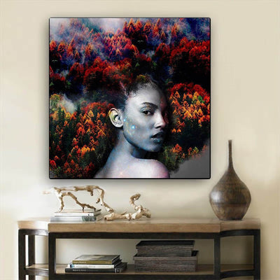 BigProStore African American Abstract Canvas Art Afro Girl Natural Hair Art Afrocentric Living Room Decor BPS6754 8" x 8" Square Canvas