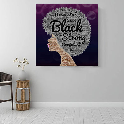 BigProStore African American Abstract Canvas Art Natural Hair Afro Word Art African Decorations For Living Room BPS1910 Square Canvas