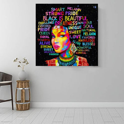 BigProStore African American Canvas Art Africa Afro Girl Black History Month Gift for Girls Women Afrocentric Living Room Decor BPS7365 Square Canvas