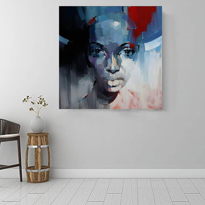 BigProStore African American Canvas Art Beautiful Afro American Woman Abstract African Wall Art Afrocentric Home Decor BPS70617 16" x 16" x 0.75" Square Canvas